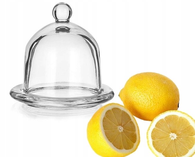 POJEMNIK NA CYTRYNĘ żywność owoce warzywa 12 cm DUŻY szklany z kloszem box