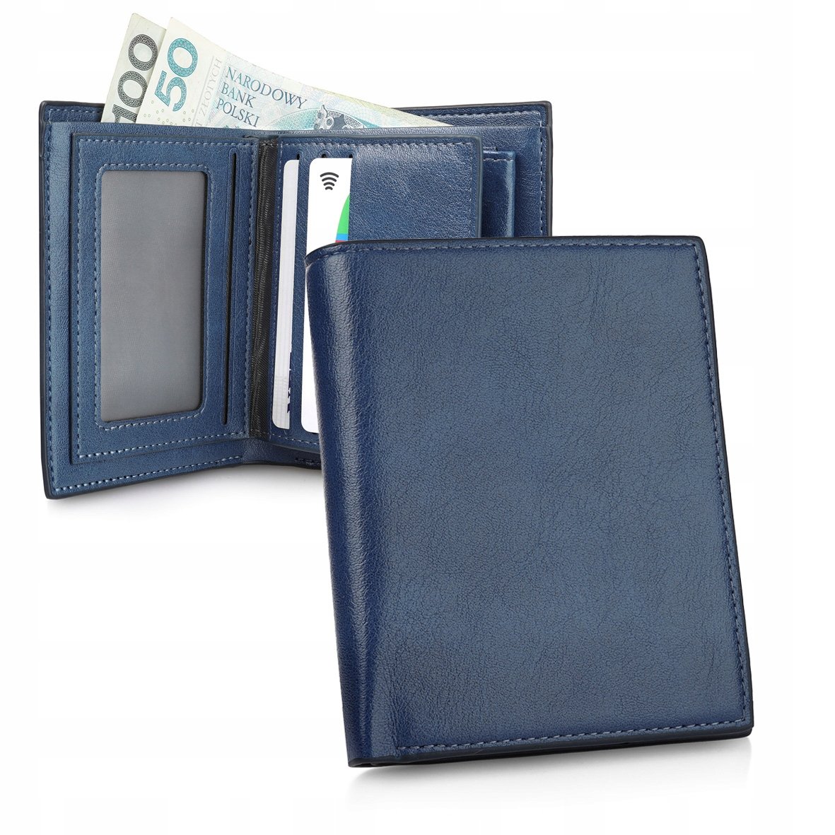 Elegancki PORTFEL Męski z Ekoskóry M.21 NIEBIESKI Pako Jeans