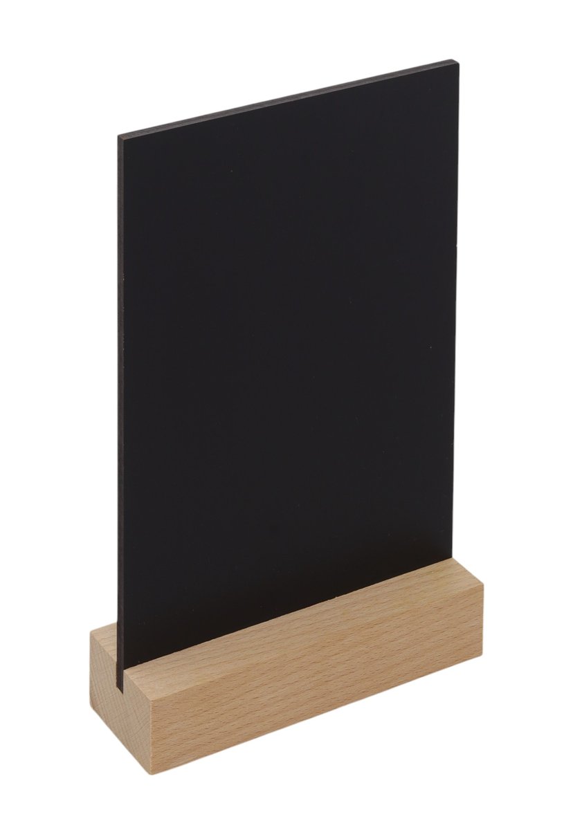 Tabliczka informacyjna A5 24cm x 15cm stojak drewniany z podstawką CZARNY drewno surowe