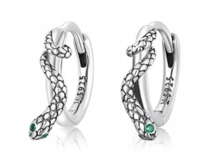 Kolczyki srebrne 925 Gotyk, Rock, Punk, Boho, Wąż