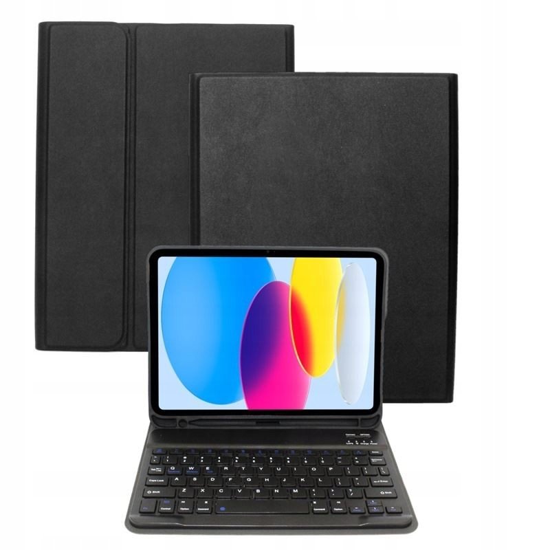 Etui Z Klawiaturą Bluetooth Do Apple Ipad 10 gen 2022 10Th 10.9 A2757 A2696 10 generacji 10gen Czarne Pokrowiec Case Obudowa Futerał Klawiatura bezp..