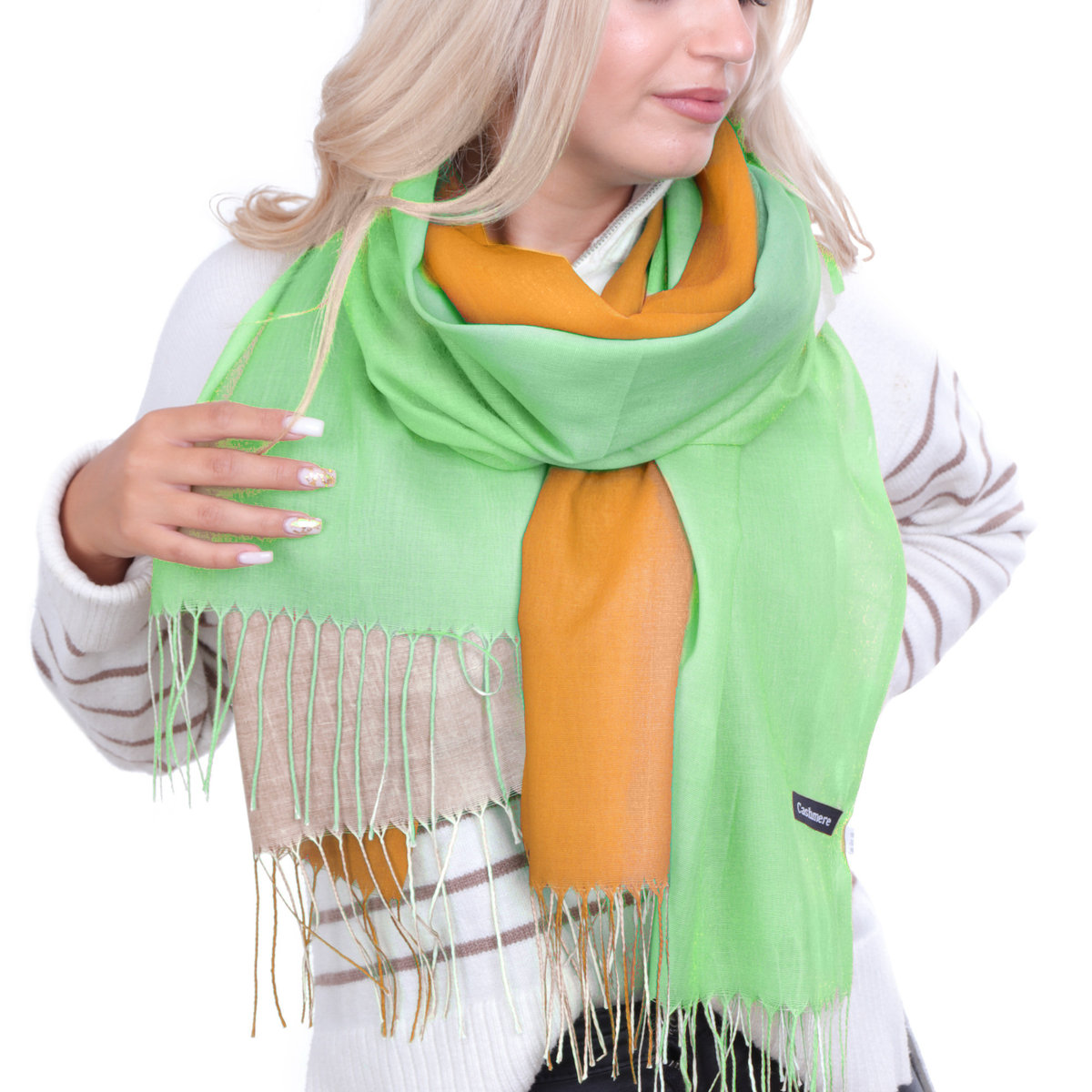Szalik Damski Floral Breeze Zielono-Pomarańczowy