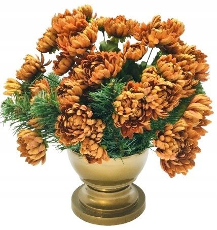 GOTOWY SZTUCZNY CHRYZANTEMA w doniczce zalewanej na cmentarz pomnik kwiaty