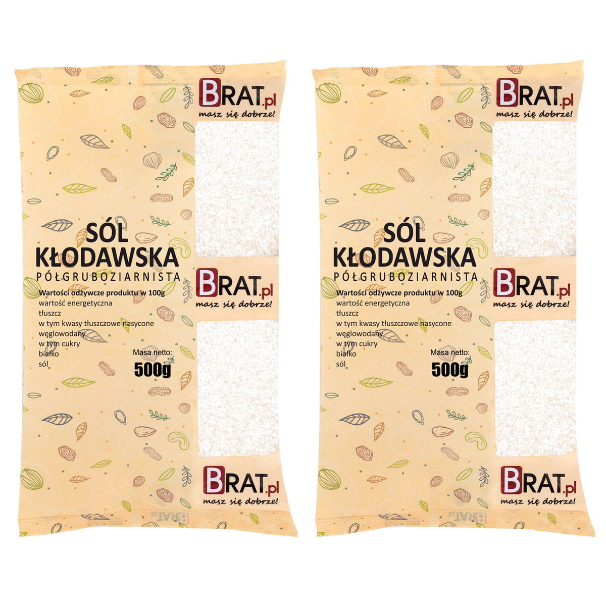 Sól kłodawska półgruboziarnista Brat.pl 1kg (2x500g)