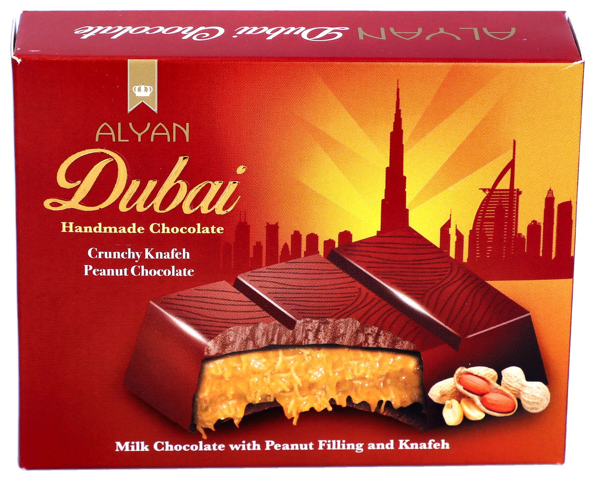 Alyan, czekolada dubajska mleczna, orzechy laskowe i kunafa, 100g