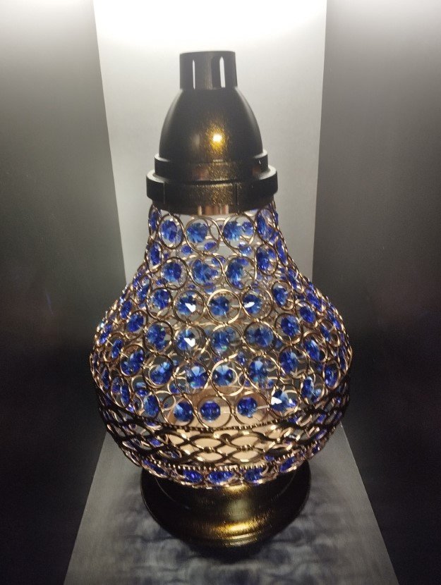 Znicz Znicze Lampion Na Grób Karafa Vip Złoto-Niebieska+Wkład