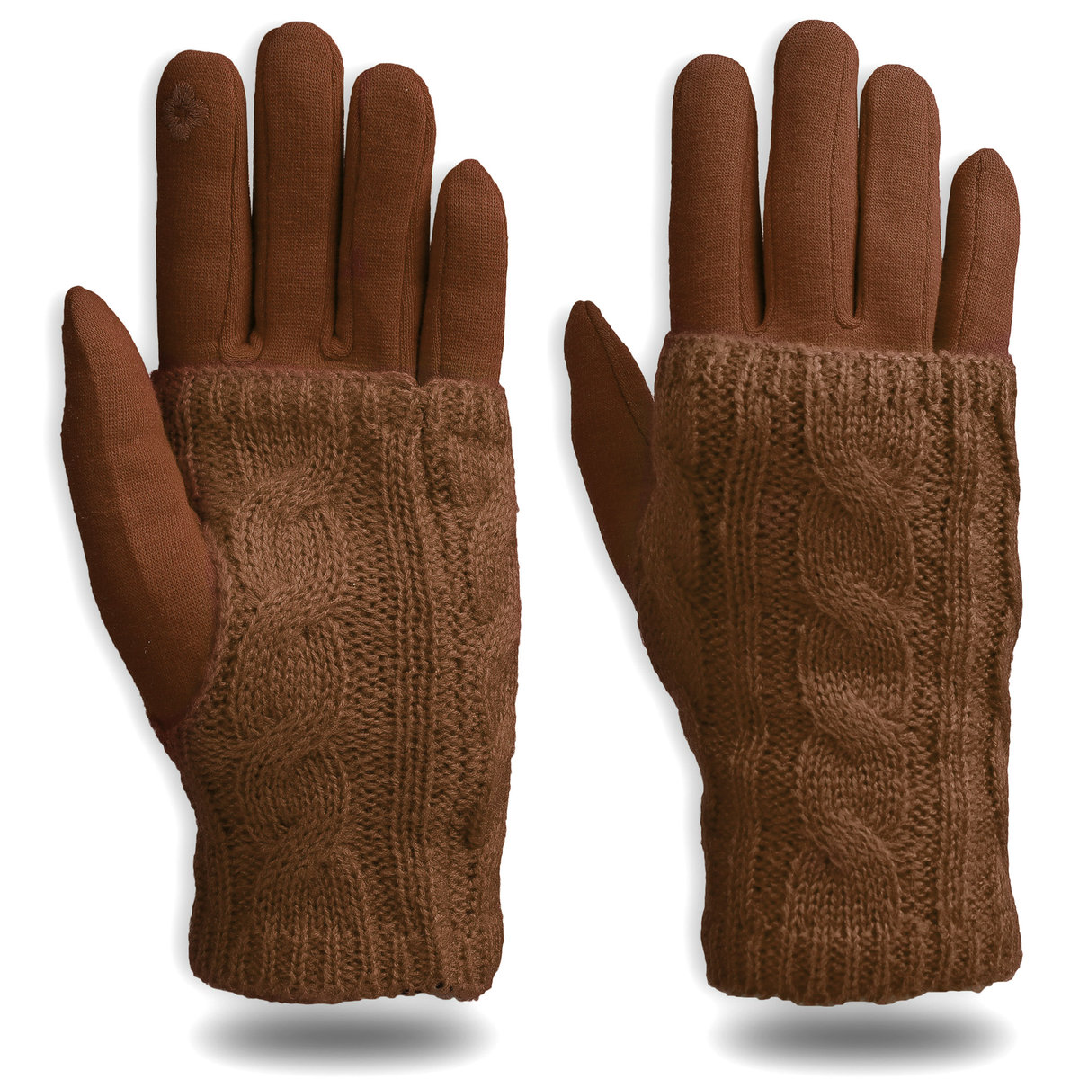 Rękawiczki Damskie Ladygrace Brązowe, Dotykowe 2W1