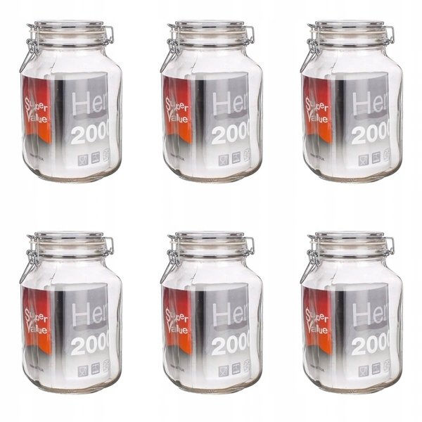 6x SŁOIK POJEMNIK na ŻYWNOŚĆ ogórki weki 2 L KLIPSEM grzyby kapustę bigos