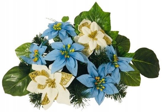 GOTOWY STROIK NA pomnik dla bliskich na święta gwiazda niebieska doniczka