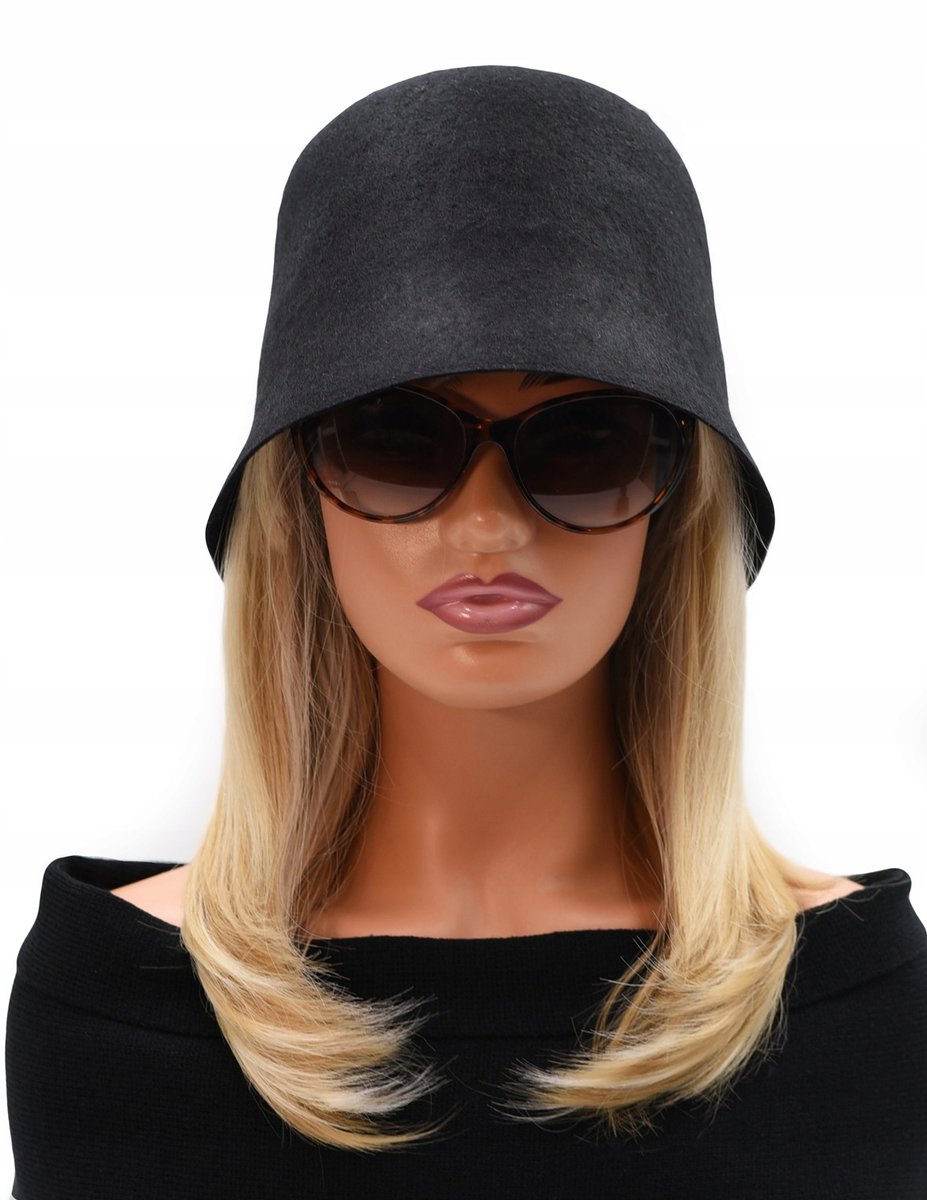 Czapka Damska Elegancki Kapelusz Filc Wełna Bucket