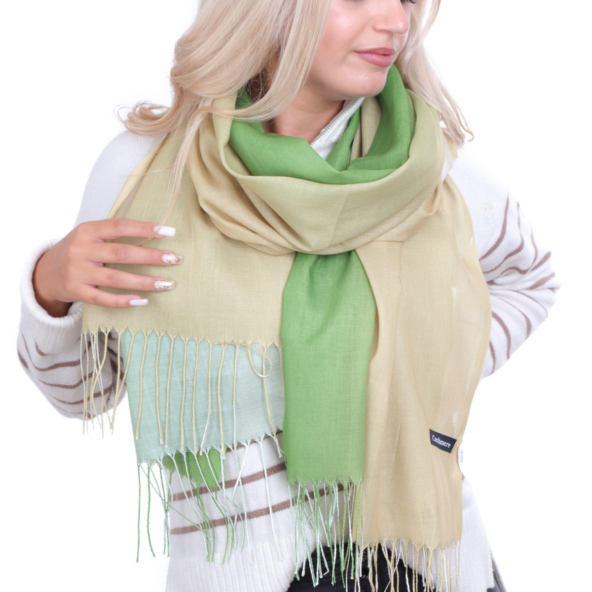 Szalik Damski Floral Breeze Beżowo-Zielony