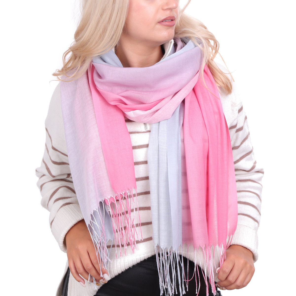 Szalik Damski Floral Breeze Różowo-Szary