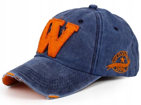 Czapka Z Daszkiem W Bejsbolówka Vintage Granatowa
