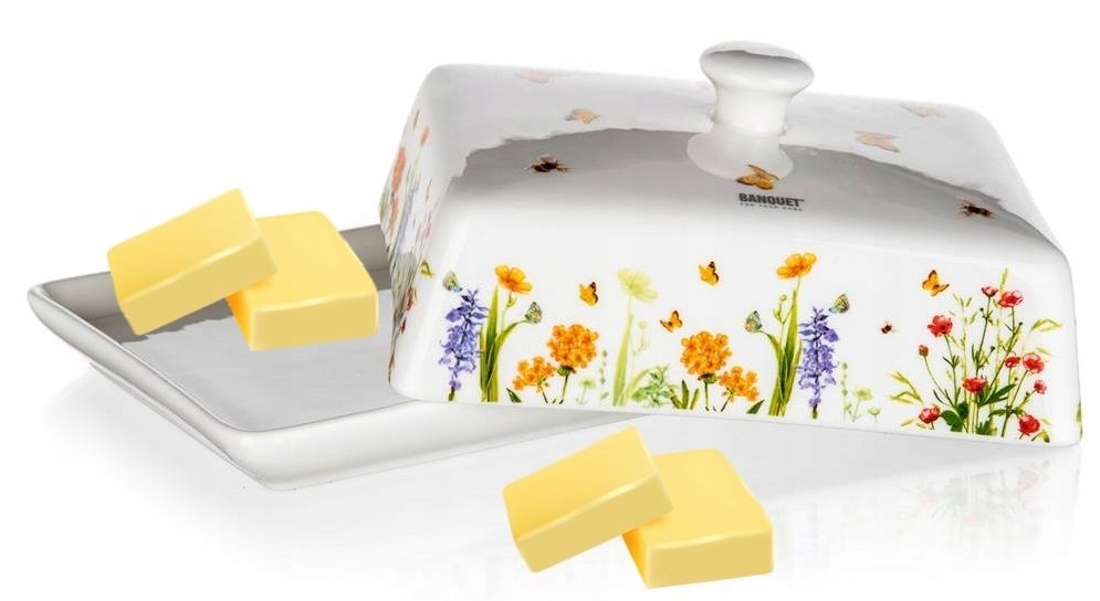 MASELNICZKA pojemnik na masło żywność KWIATY kuchenna prezent upominek box