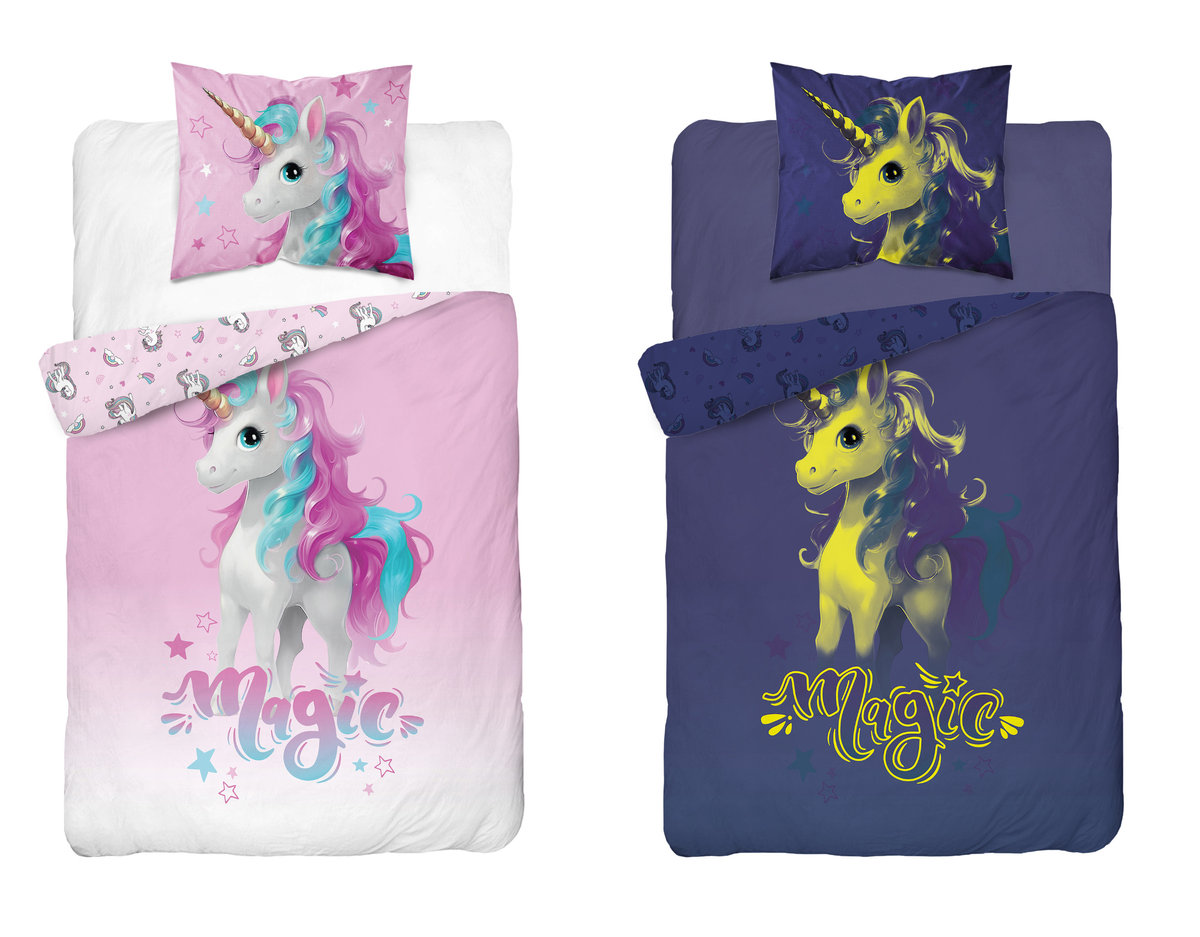 Pościel Dziewczęca 100% Bawełniana 160X200 Jednorożec Konik Ombre