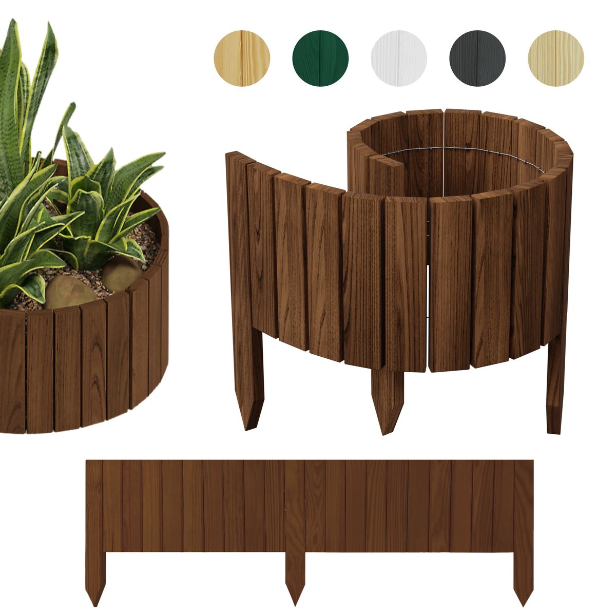 PŁOTEK OGRODOWY, palisada, obrzeże trawnikowe Rolborder 100 x 10 cm Brązowy