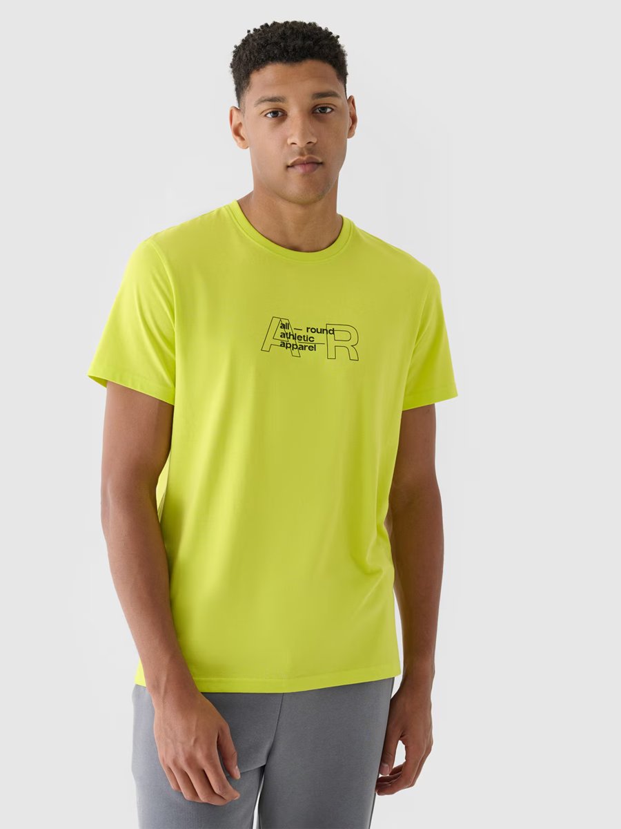 T-shirt bawełniany regular z nadrukiem męski 4F 4FRAW24TTSHM2299-45S Zielony