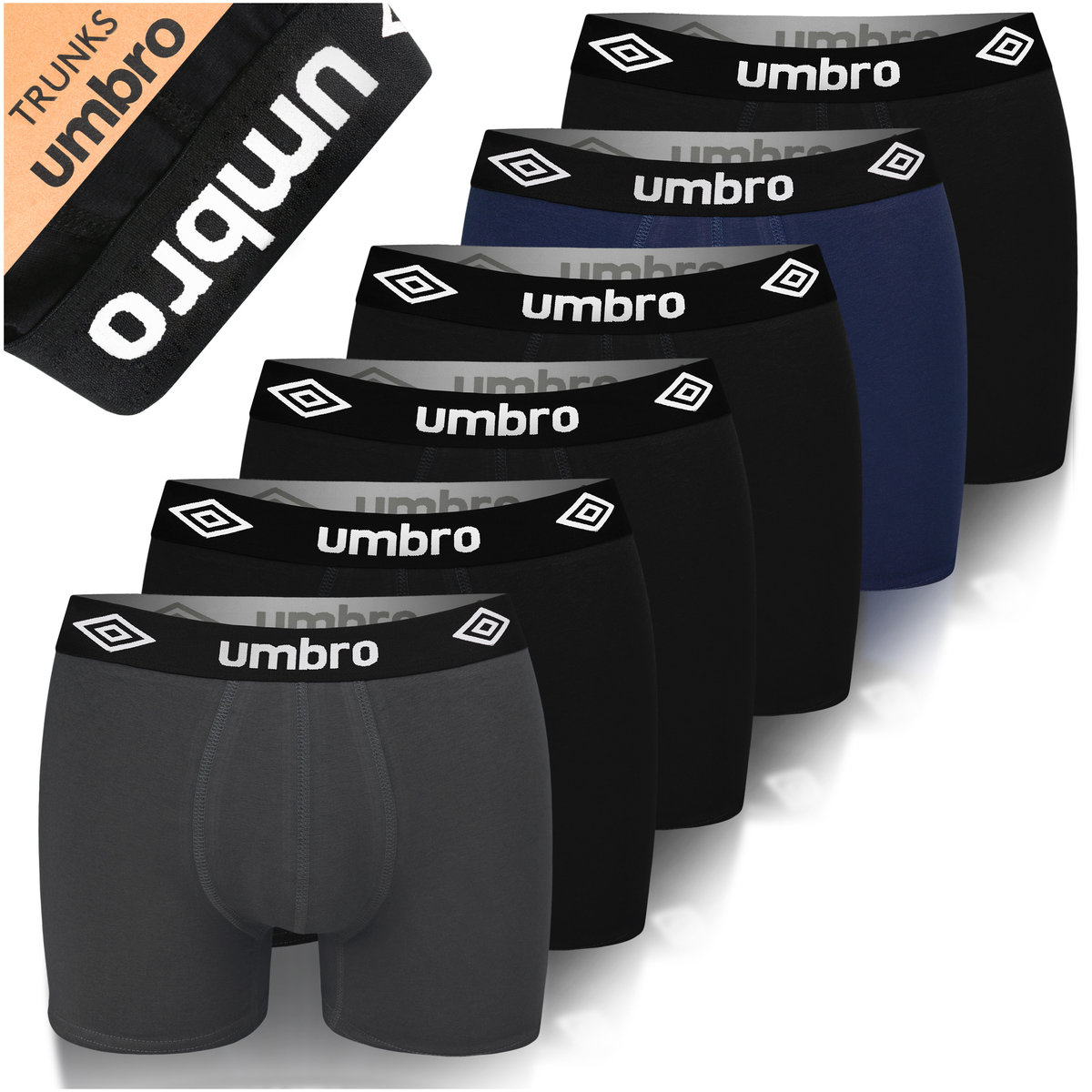 Bokserki Męskie Umbro BM568 6 Sztuk Rozmiar XL