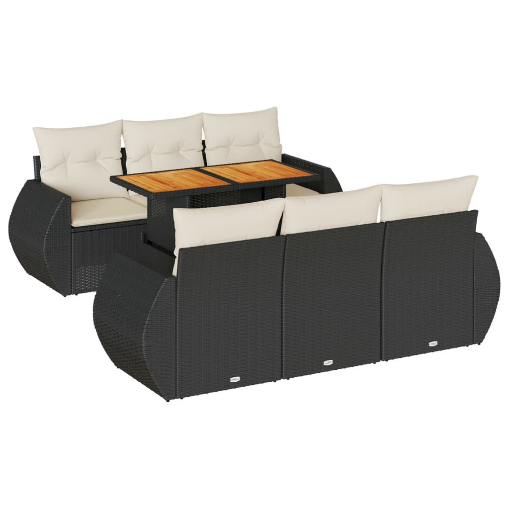 7-cz. zestaw wypoczynkowy do ogrodu, z poduszkami, czarny