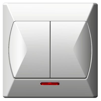 Łącznik dwugrupowy, AKCENT (Biały), świecznikowy z podświetleniem