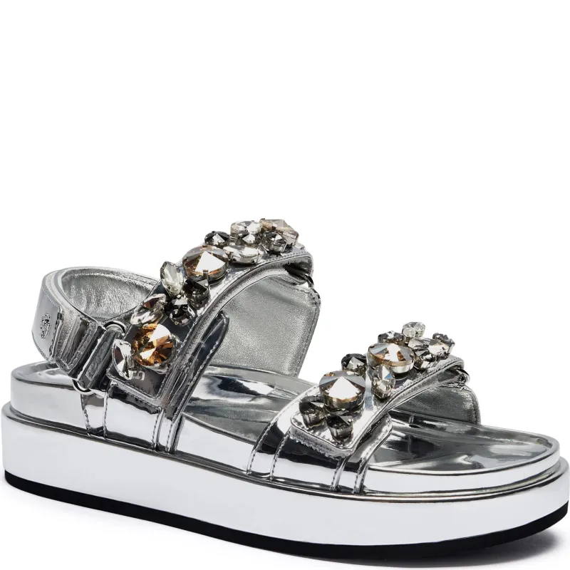 TORY BURCH Sandały KIRA EMBELLISHED | z dodatkiem skóry