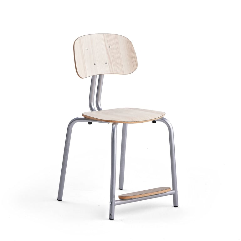 Krzesło szkolne YNGVE, 4 nogi, srebrny, jesion, W 500 mm