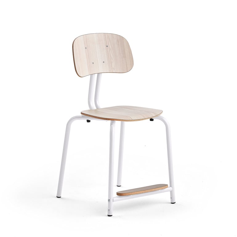 Krzesło szkolne YNGVE, 4 nogi, biały, jesion, W 500 mm