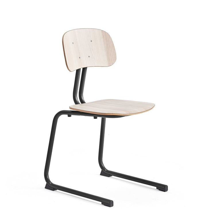 Krzesło szkolne YNGVE, płozy, antracyt, jesion, W 460 mm
