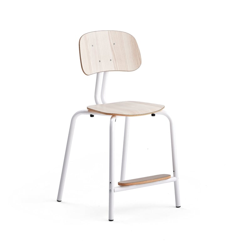 Krzesło szkolne YNGVE, 4 nogi, biały, jesion, W 520 mm