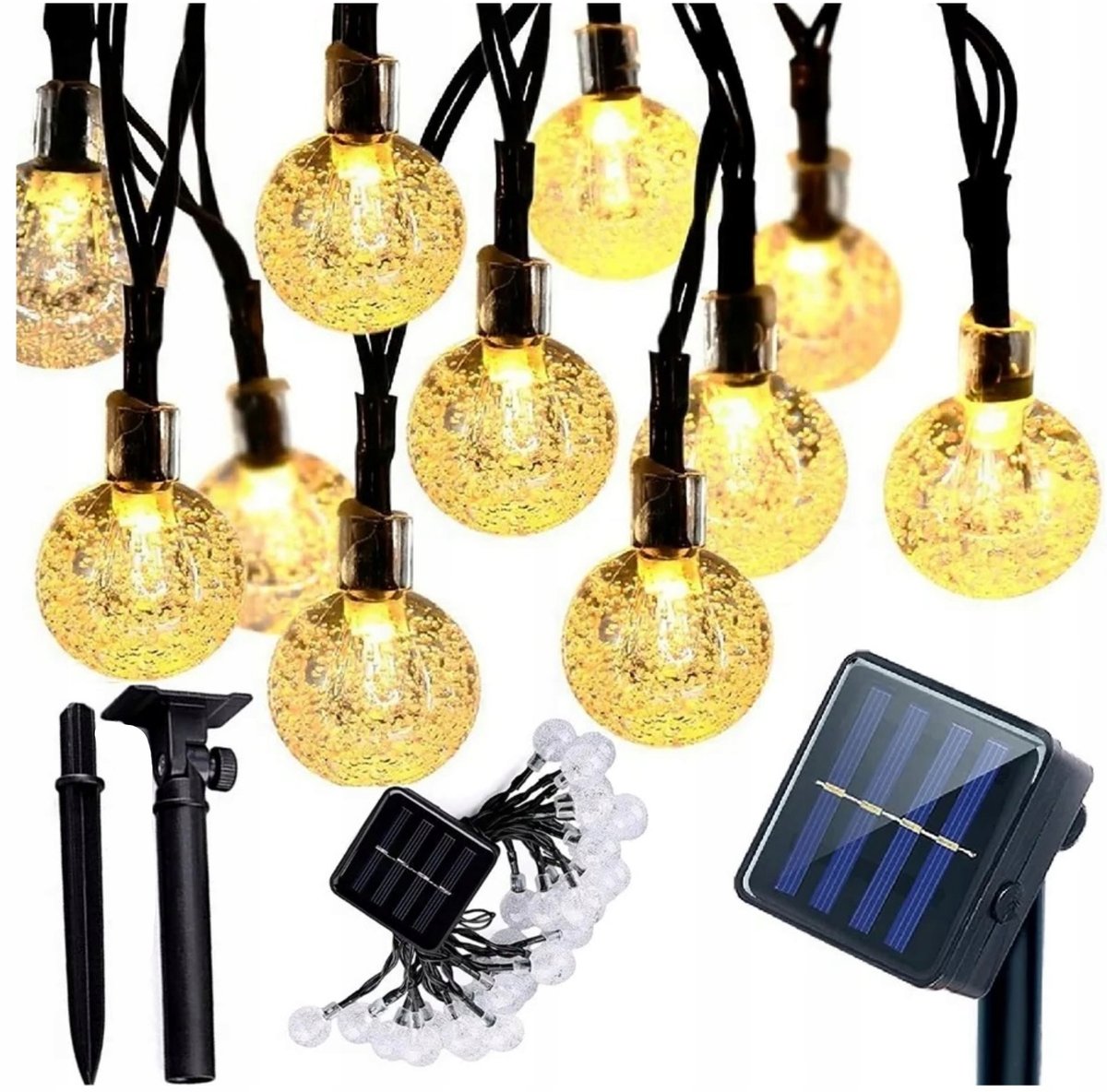 GIRLANDA SOLARNA LED OGRODOWA ŚWIETLNA ŻARÓWKI LAMPKI SOLARNE WISZĄCE KULKI