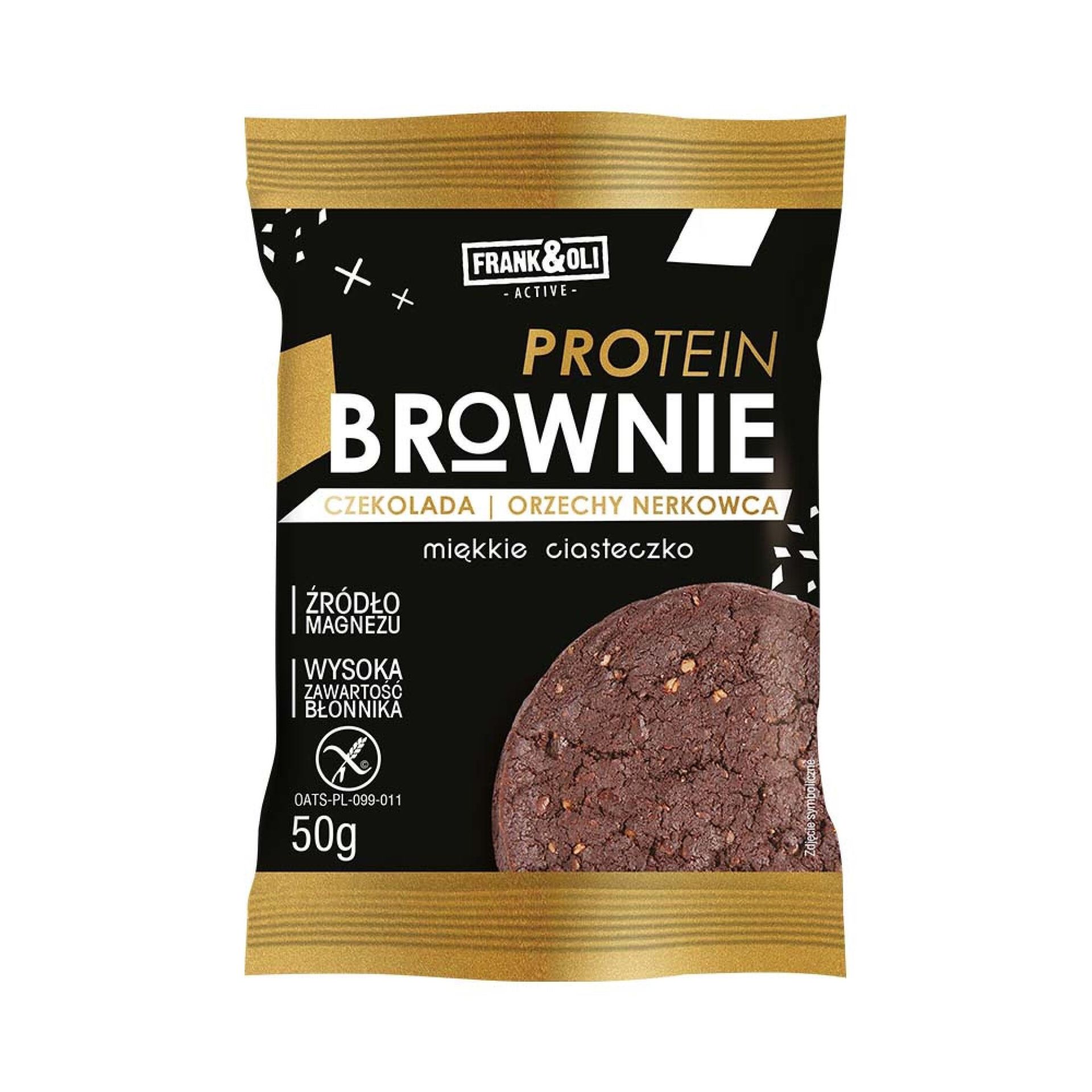 Frank & Oli Ciastko Brownie Proteinowe Czekolada i Orzech Nerkowca bezglutenowe 50g - Frank&Oli