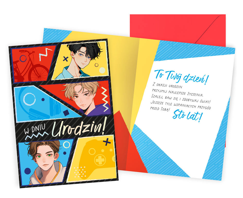 Karnet PR-565 Urodziny, anime, chłopięce
