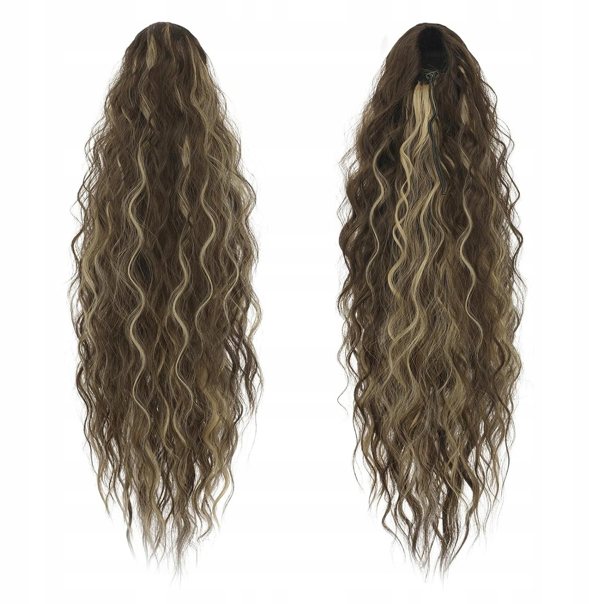 Włosy Doczepiane Długie Falowane Kasztanowy Brąz Mieszany z Blondem 60 cm