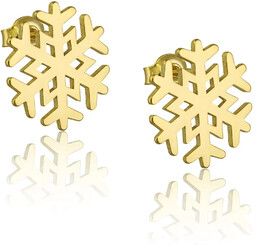 Kolczyki śnieżynki srebrne pozłacane