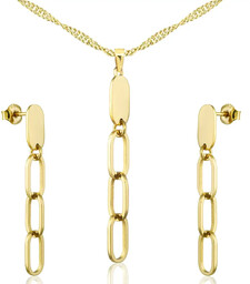 Zestaw biżuterii Chains Link srebrny pozłacany