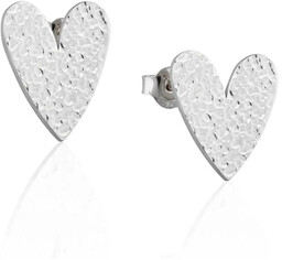 Kolczyki serca młotkowane srebrne