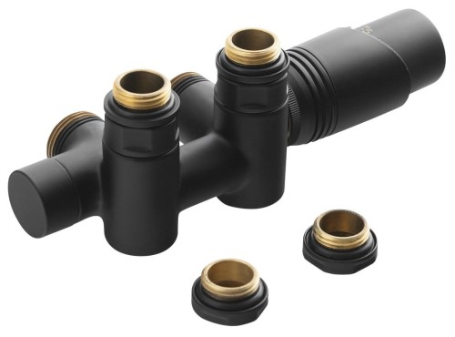 BRUCKNER Zawór przyłączeniowy WICHER COMBI termostatyczny zespolony uniwersalny rozstaw 50 mm kolor czarny mat 600.331.6