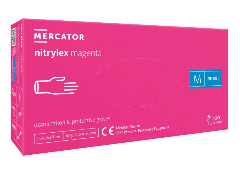 Mercator Nitrylex Magenta, rękawice nitrylowe, 100szt., rozmiar M