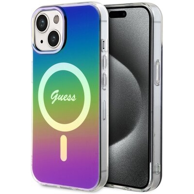 Guess Etui Hardace IML Iridescent Magsafe do iPhone 15 6,1 cala Wielokolorowy GUHMP15SHITSK