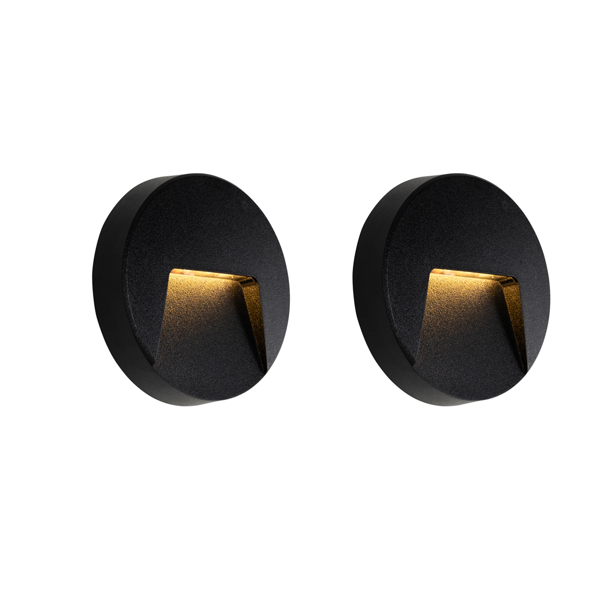 QAZQA Zestaw 2 czarnych, okrągłych lamp zewnętrznych LED IP65 - Gem
