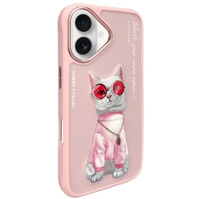Etui NIMMY Glasses Cool Cat do Apple iPhone 16 Różowy