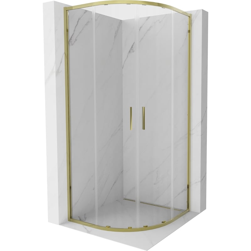 Mexen Exo kabina prysznicowa półokrągła rozsuwana 80 x 80 cm, transparent, złota - 8132-080-080-50-00