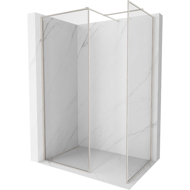 Mexen Kioto-F ścianka prysznicowa Walk-in z ramką 140 x 100 cm, transparent 8 mm, nikiel szczotkowany - 800-140-202-04-97-100