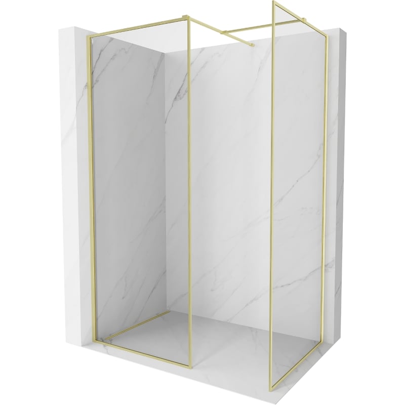 Mexen Kioto-F ścianka prysznicowa Walk-in z ramką 85 x 80 cm, transparent 8 mm, złota szczotkowana - 800-085-202-04-55-080