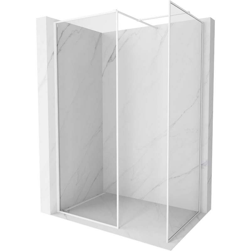 Mexen Kioto-F ścianka prysznicowa Walk-in z ramką 125 x 80 cm, transparent 8 mm, biała - 800-125-202-04-20-080