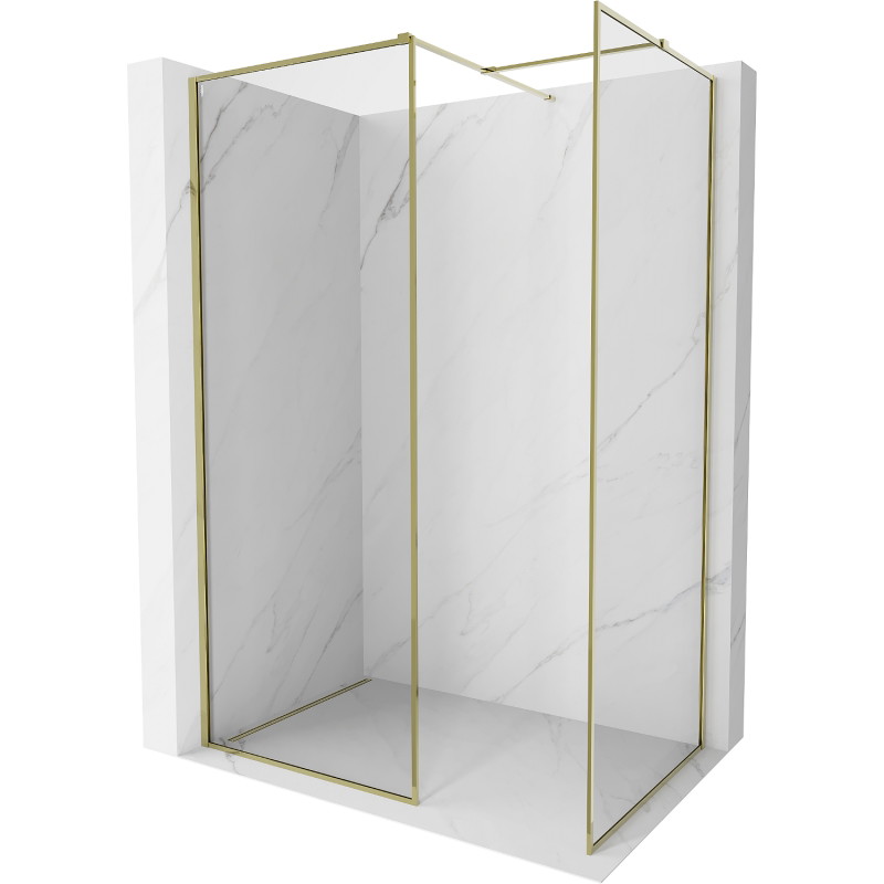 Mexen Kioto-F ścianka prysznicowa Walk-in z ramką 130 x 75 cm, transparent 8 mm, złota - 800-130-202-04-50-075