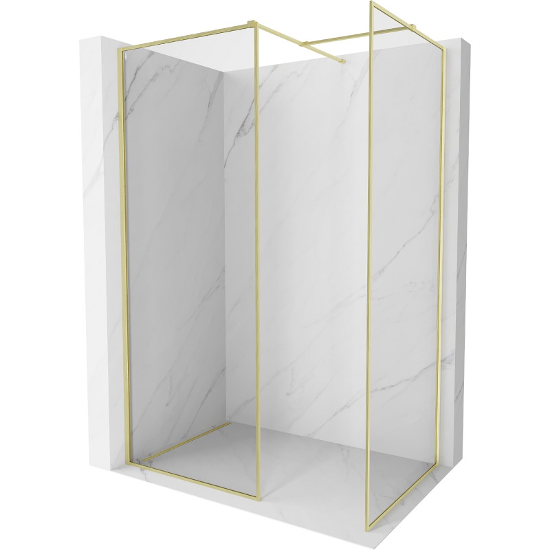Mexen Kioto-F ścianka prysznicowa Walk-in z ramką 170 x 95 cm, transparent 8 mm, złota szczotkowana - 800-170-202-04-55-095