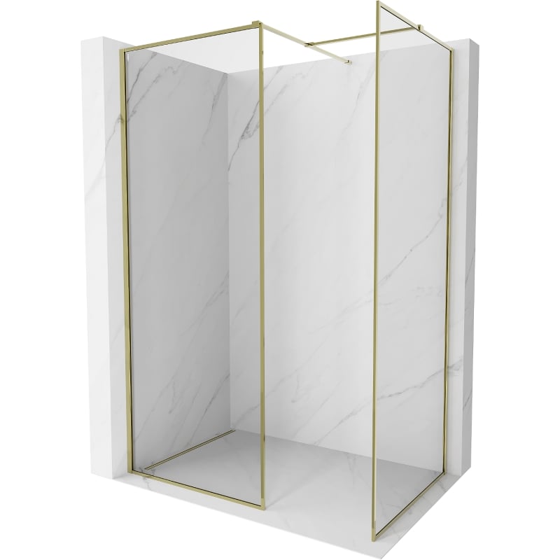 Mexen Kioto-F ścianka prysznicowa Walk-in z ramką 100 x 80 cm, transparent 8 mm, złota - 800-100-202-04-50-080