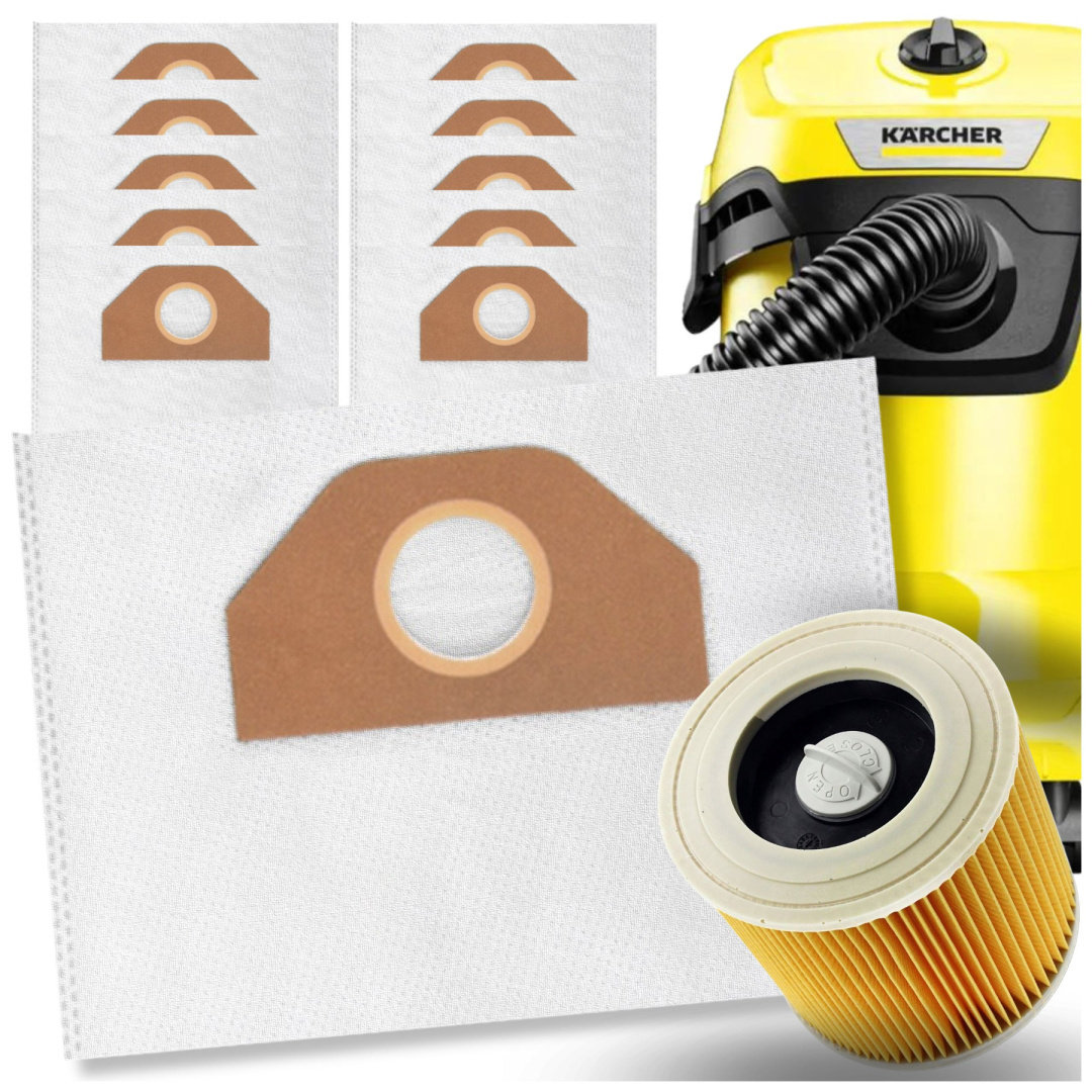 10x Worki i Filtr do Odkurzacza Karcher WD3 SE4001 WD2 PLUS KWD3 V-17 V15 V12