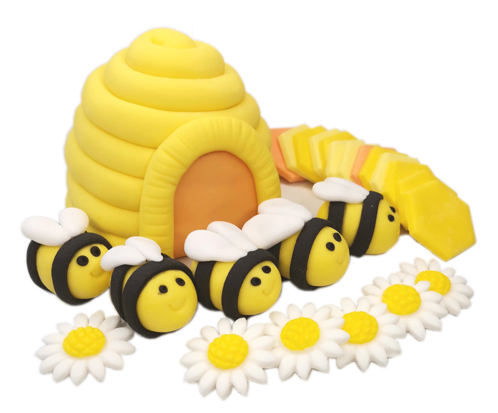 Zestaw na tort UL i Pszczółki pszczoła 5szt + kafle +kwiaty /ULK6